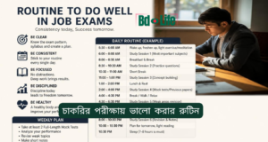 চাকরির পরীক্ষায় ভালো করার রুটিন ২০২৬-২৭ চাকরির পরীক্ষায় ভালো করার রুটিন – দৈনিক ও সাপ্তাহিক প্ল্যান